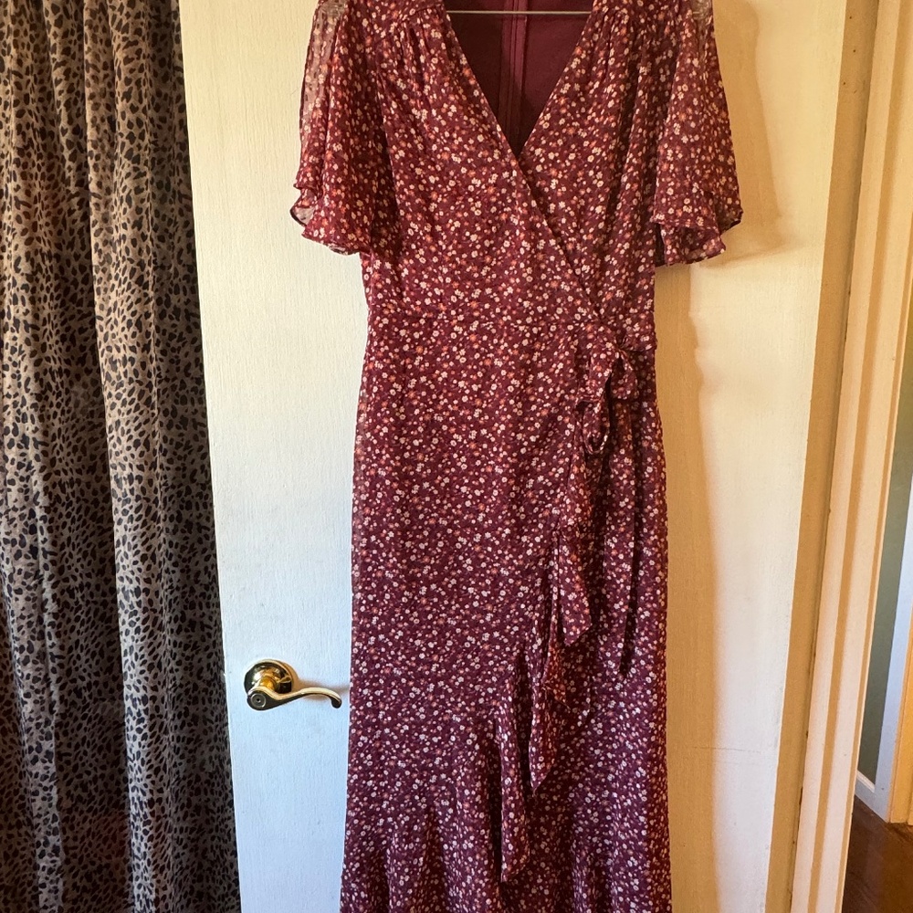 Lulus Burgundy Ruffled Dress